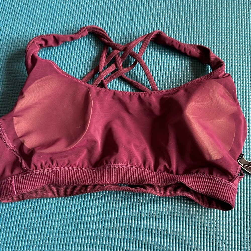 Victoria’s Secret Essential Strappy Back Sports Bralette Burgundy Heather Medium - Picture 7 of 9